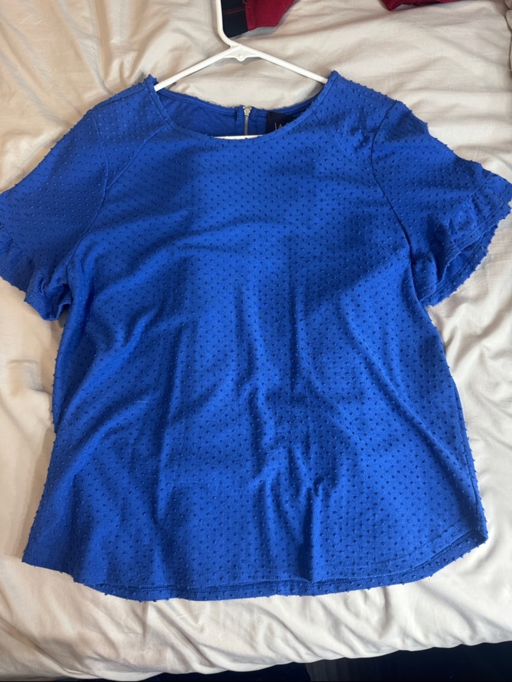 W5 Royal Blue Swiss Dot Short-Sleeve Blouse